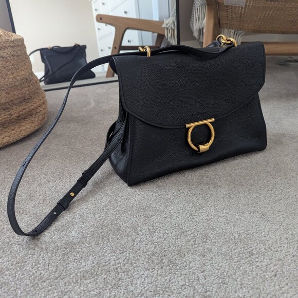 Ferragamo Gancini Top Handle black leather bag. - Picture 2 of 8